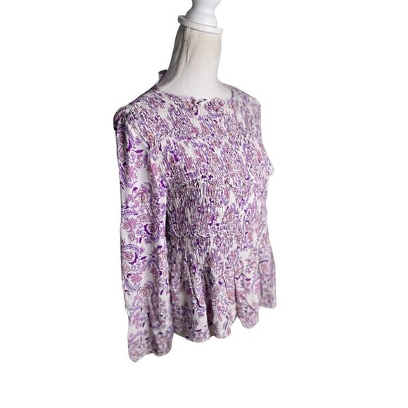 See by Chloe Long Sleeve Paisley Ruffle Top Purple Womens Size 36 US 4 - Picture 6 of 10